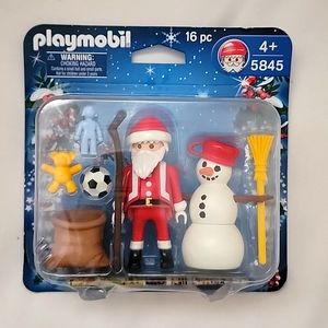 NEW Playmobil Holiday Christmas #5845 Santa with bag sack of toys and Snowman